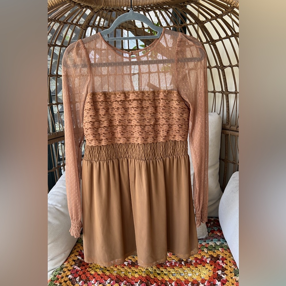 Free people mini brown lace dress